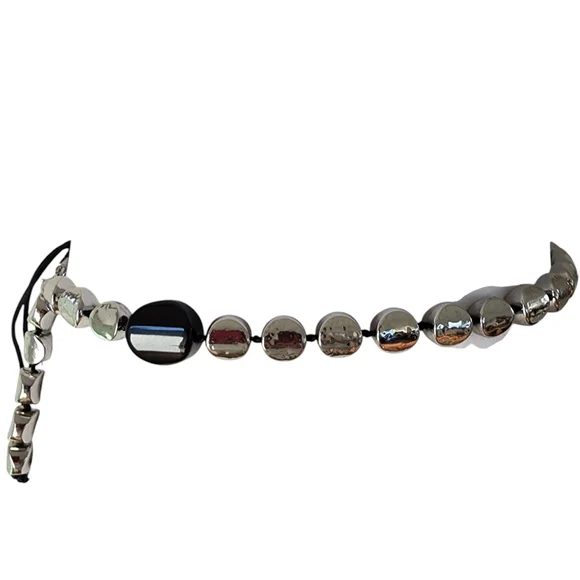 Chico's belt silver chunky beads adjustable length silver like new condition