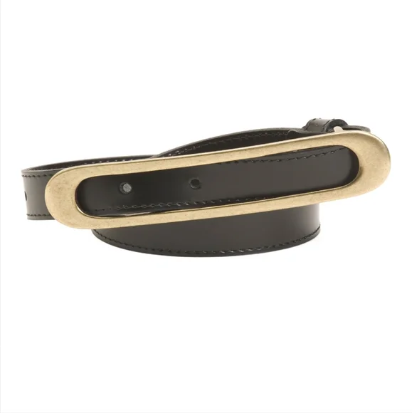 Botegga Del Couio Women's Black Gold Large Buckle Italian Leather Belt