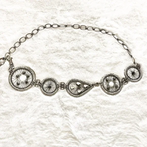CHICO’S DREAMCATCHER Metal Chain Belt W/ Rhinestones Cowgirl Boho Artsy Hippie