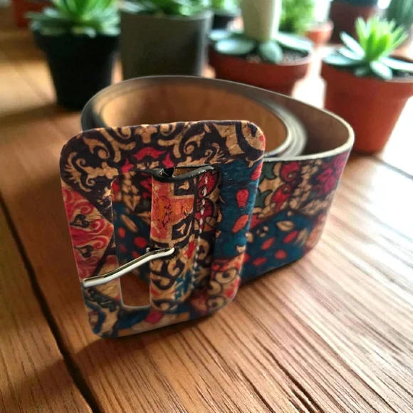 Fashion Vintage‎ Style Belt Faux Leather Cork Material Western Bohemian