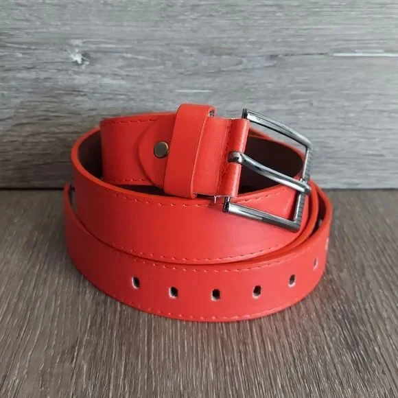 Red Faux Leather Belt 56