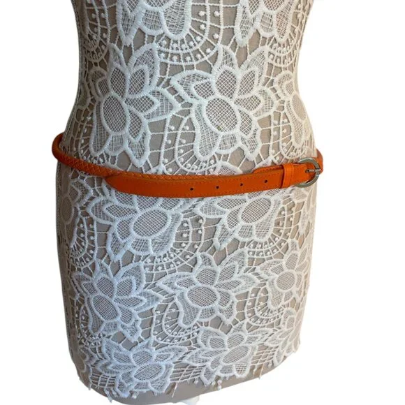 Belt - Women's - Orange Rope Design - Silver Buckle - Size: LG - NWT