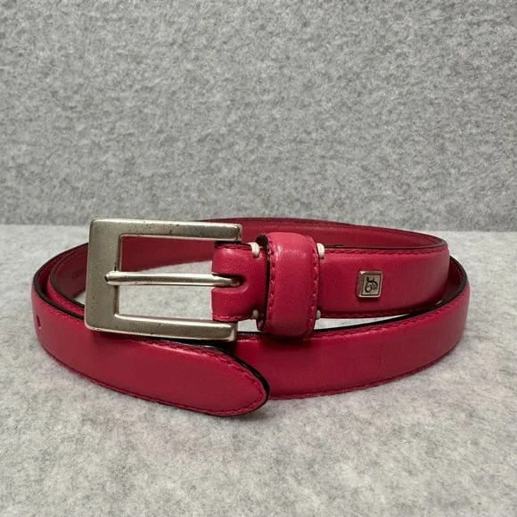 Fossil Genuine Leather Women's Pink Belt Size L Buckle Closure Thin Minmimalism