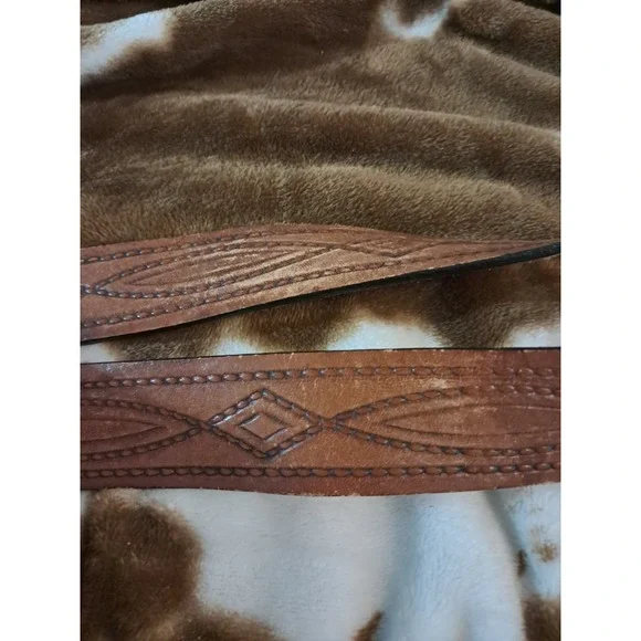 Tooled & Laced Western Genuine Leather Belt Southwestern Design 1.5