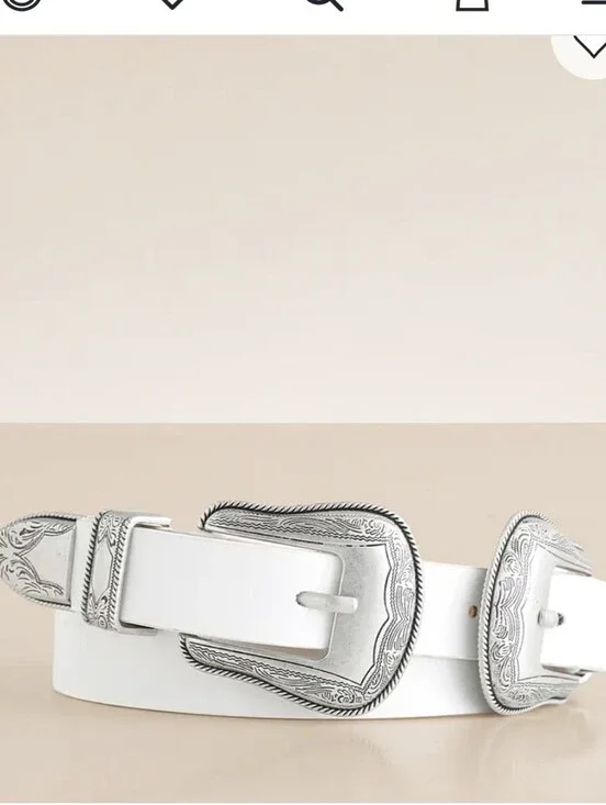 Buckle BKE White Double Buckle Western  Belt Size Small
