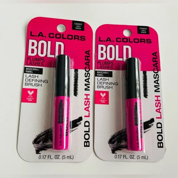 New Two L.A. Colors Mascara Very Black Plumps Lashes 0.17 oz (5 mL) Bold Lash