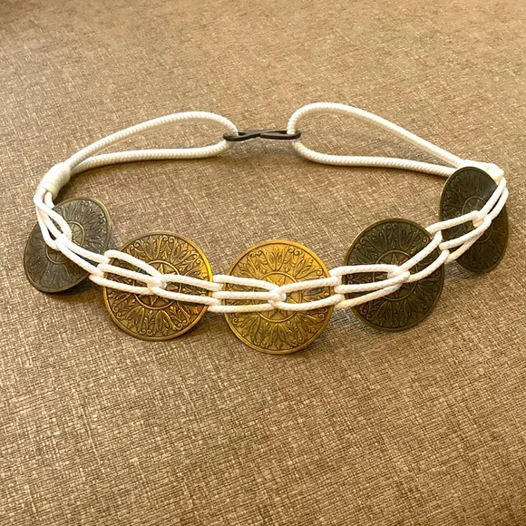 Antique Brass Tone Medallion Rope Belt