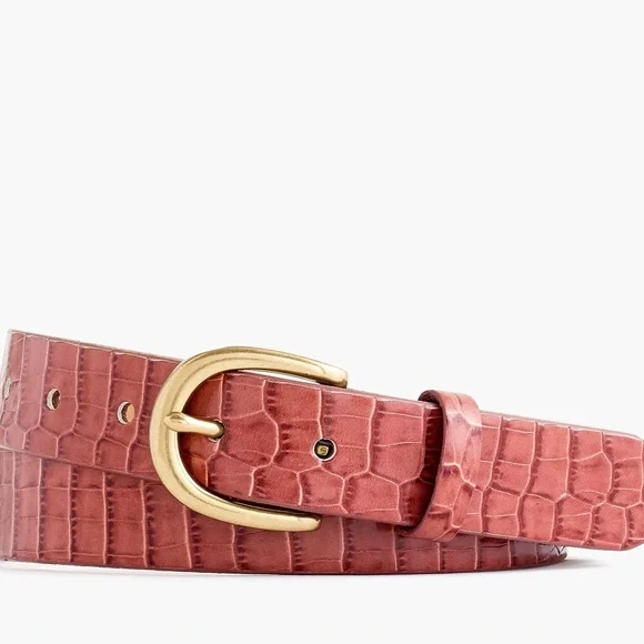 J Crew Croc Embossed Leather Belt Size Small