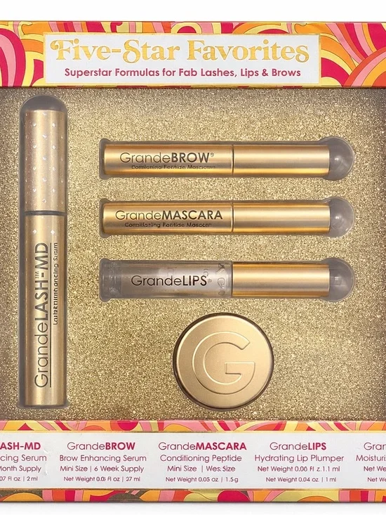 Grande Cosmetics Five-Star Favorites Set NIB Lash Brow Lip Full Size + Minis