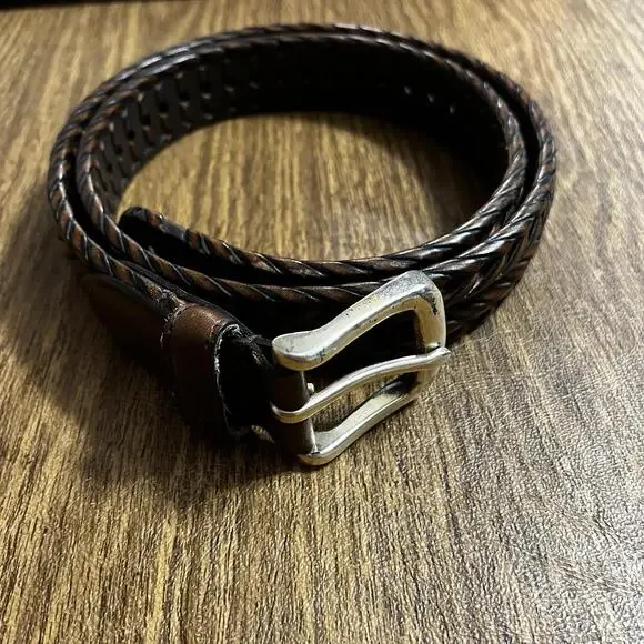 Genuine Leather Belt Womens‎ Size 32 Weaved Laced Western 2 Toned Brown Hippie