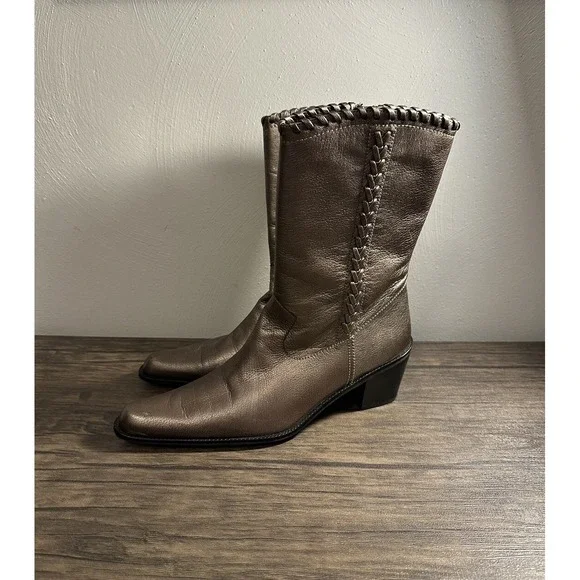STUART WEITZMAN Women's Leather Whipstitch Trim Western‎ Ankle Boots Size 8 M