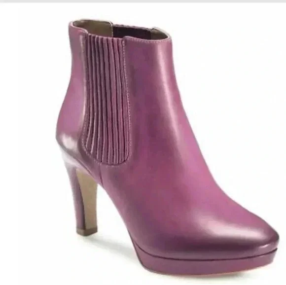 ECCO NAVOI PLATFORM CHELSEA BOOTIES GENUINE LEATHER VIOLET PURPLE 40