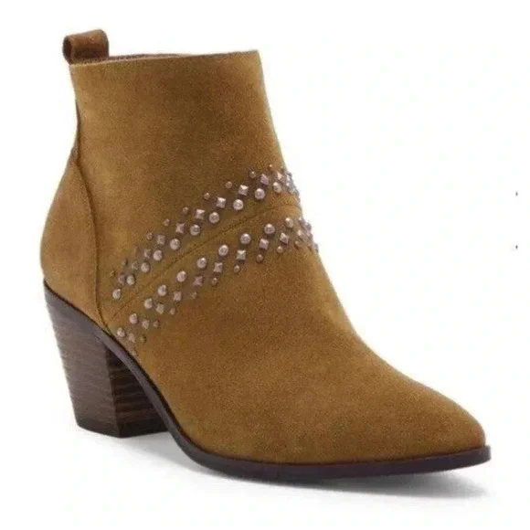 Lucky Brand Tapenade Suede Latinia  Studded Ankle Booties Size 6.5
