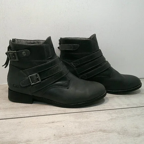 Cat Footwear Women's Vivienne Gray Size 8 Side Buckle boots, Western,