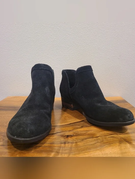 Sorel Lolla Black Suede Cut Out Bootie