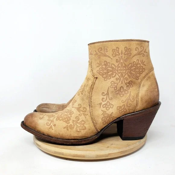 Shyanne Boots Womens 10 Rustic Tan Western Cowboy Ankle Shoes Distressed