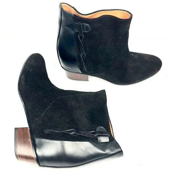 NWOB NEW Golden Goose MILK Black Suede Leather Ankle Cowboy Booties EUR 38 US 8