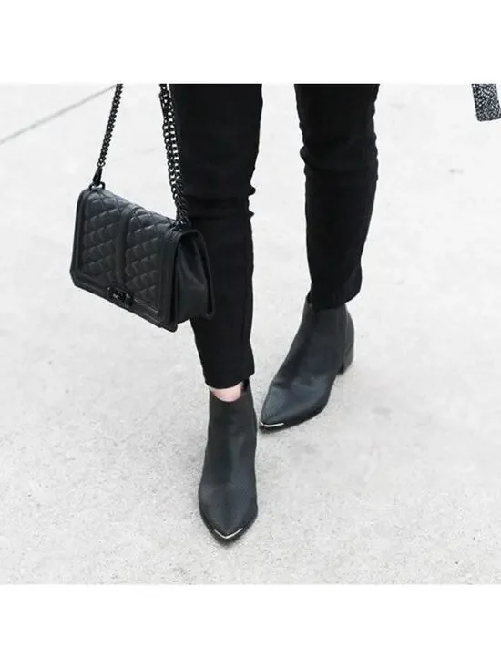 MARC FISHER Leather Yale Chelsea Bootie Black 8