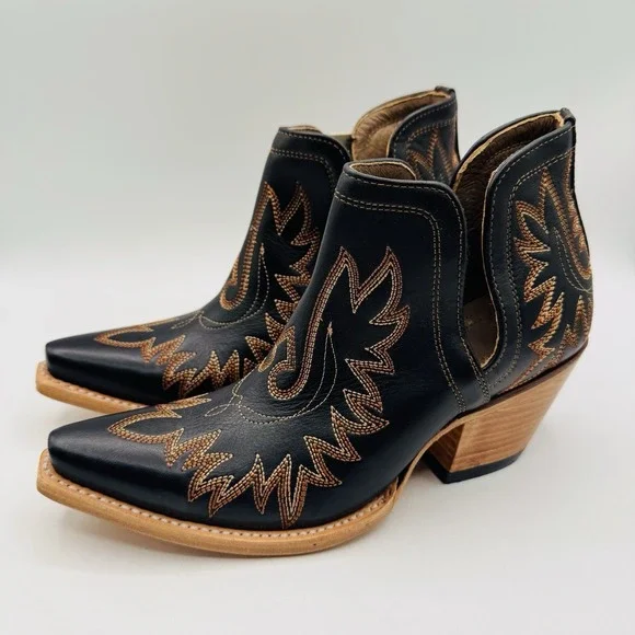 Ariat Dixon Brooklyn Boots Women's Size 8 B Black Leather Snip Toe