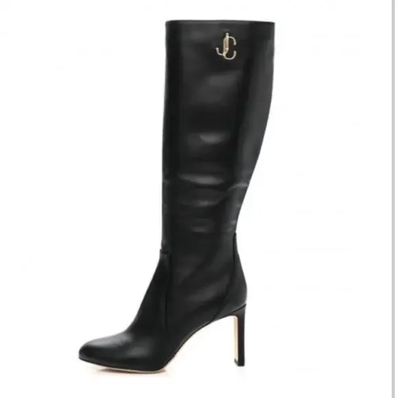 Jimmy Choo Shiny calfskin Mahesa 85 Knee high boots size‎ 38.5