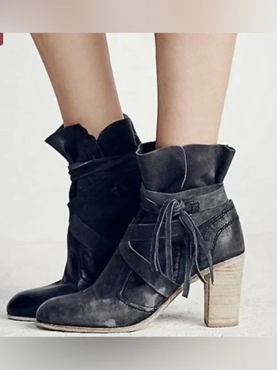 Free People Seven Wonders Leather Ankle Boots EU 38 US 7.5 8