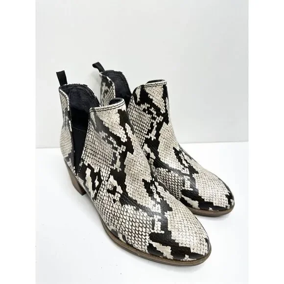 Dr. Scholl’s Boots Womens Sz 6 Teammate Snakeskin Print‎ Block Heel Round Toe
