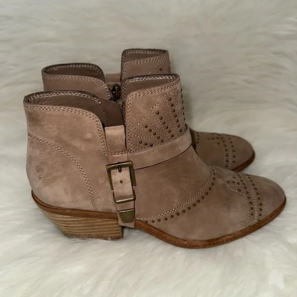 Vince Camuto Beaded Tan Ankle Booties