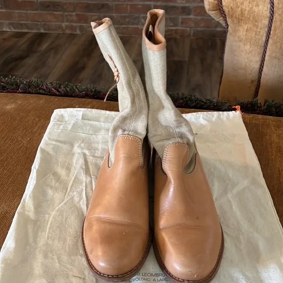 AGL Boots with leather sole and a canvas top!