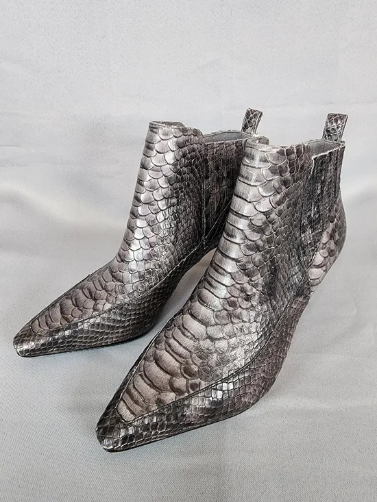Donald J. Pliner Metallic Snake-Embossed Pointed Ankle Booties