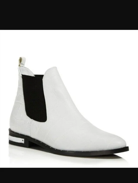 Freda Salvador White Croc Embossed Chelsea Boots