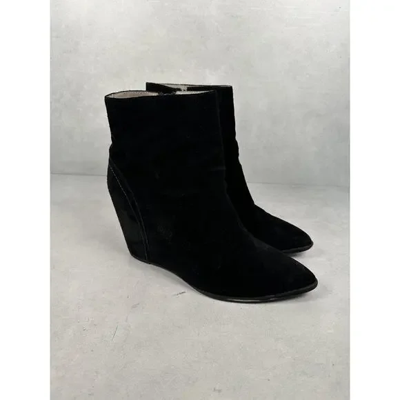 Free People x Sol Sana Boots Womens Size 41 Black Suede Wedge Booties Side Zip