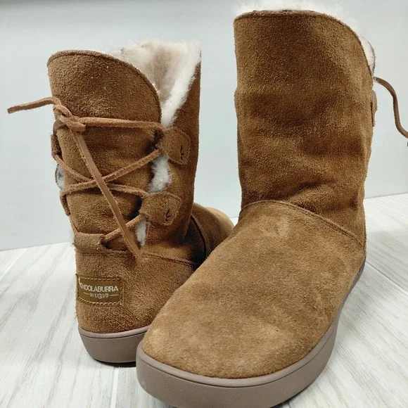 Koolaburra by UGG Women's 7 Shazi Suede Zip & Lace Up Ankle Boots Chestnut Tan