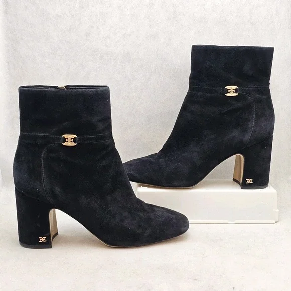 EUC Sam Edelman Florah Booties Women's Chic Black Suede High Ankle Size 9