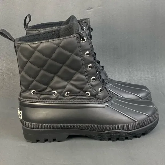 Sperry Quilted Top Sider Gosling Black Waterproof Boot shoes women size 7