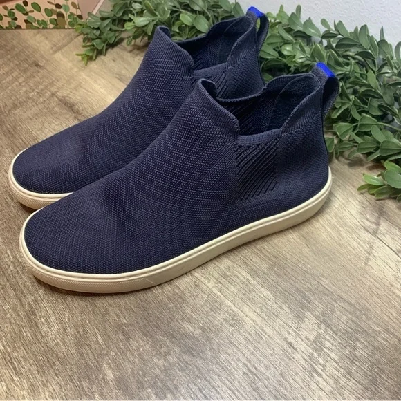 Rothys The Chelsea High Top Slip On Washable Recycled Booties Navy Ladies Size 8