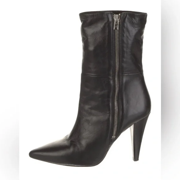 IRO Womens Leona Boot Size 40 9.5 Black Leather Zip Pointed Toe Cone Heel Bootie