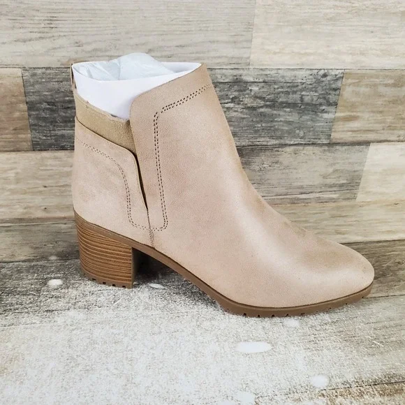 LifeStride Maggie Womens Ankle Boots Sz 10 M Dover Brown Side Zip Block Heel