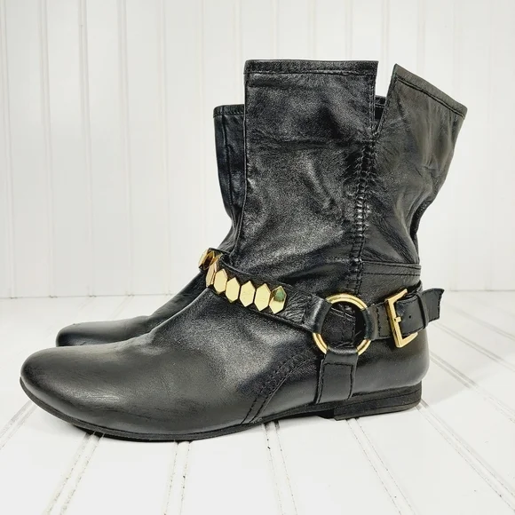 Nine West Emilianao Vintage American Collection Black Leather Ankle Boot B641