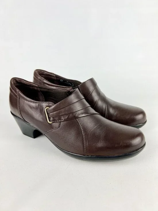 Clarks Womens Ingalls Divine Ankle Bootie Shootie Loafer Brown Leather size 9