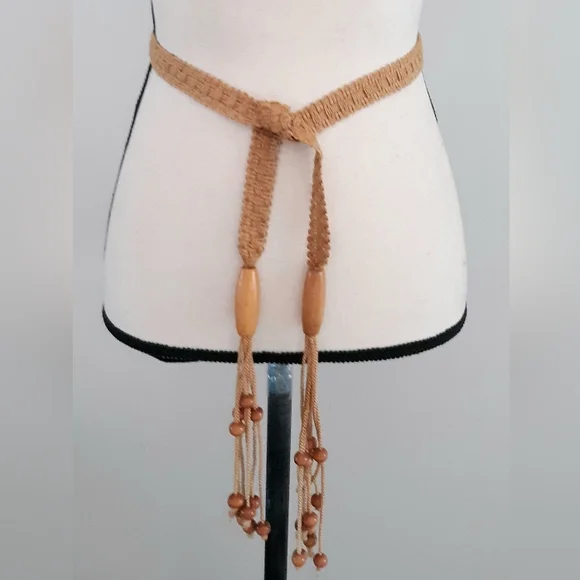 Boho Wood Bead Tie Belt