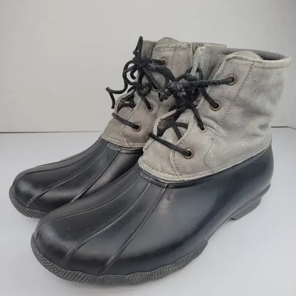 Sperry Saltwater duck rain boots gray and black size 11M