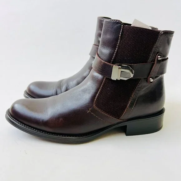 Aquatalia By Marvin Ulrika Leather Motobike boots , brown , Size 8.5-9