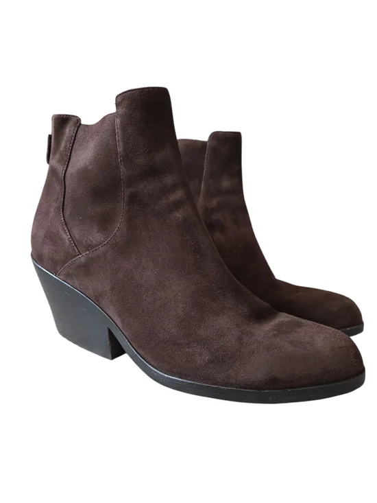 Eileen Fisher Peer-Su Dark Brown Suede Ankle Booties 8.5