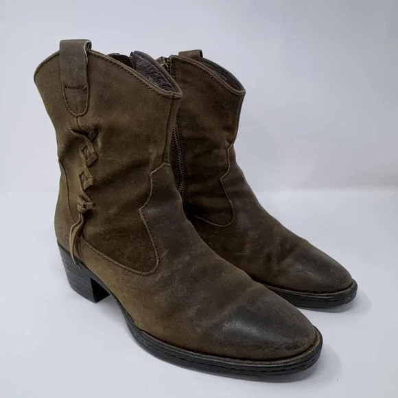 Born‎ Concept Karin Boots Women's Size 7.5 Leather Brown Western Ankle Braid