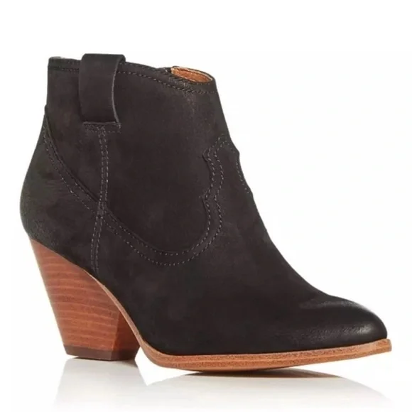 Frye Reina Western Leather ankle booties black heeled cowgirl boots 7