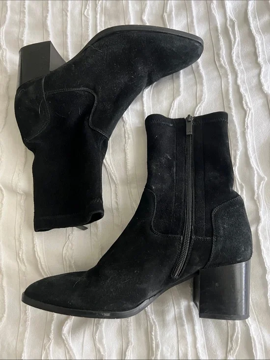 Aquatalia Suede Ankle Boots with Block Heel