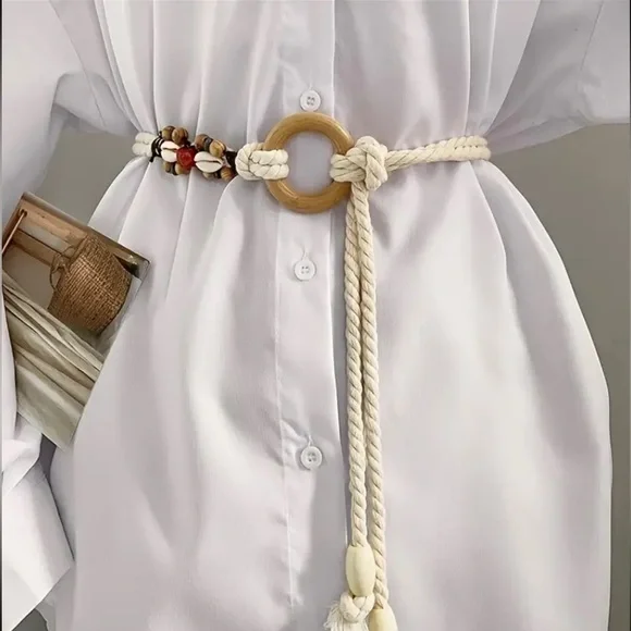 Boho Seashell Tie Belt NWT