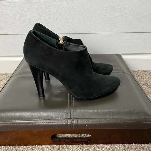 DVF Black Suede Heeled Booties Size 8 1/2
