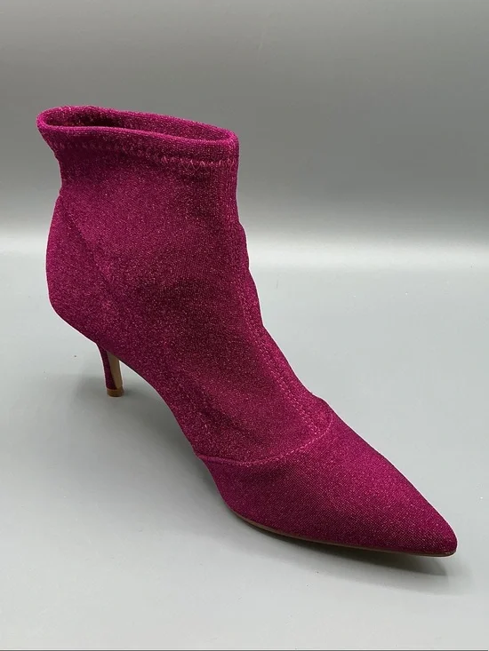 Charles by Charles David Y2K stretchy fuchsia lamé fabric sock booties size 8