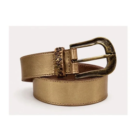 Joe's Jeans Metallic Gold Leather Studded Belt Boho Western Medium